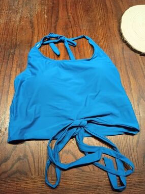 Coral Reef Blue Halter Swim Top